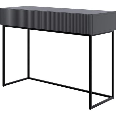 Selsey Toeletta Da Trucco Con 2 Cassetti 110 x 79 cm Con Gambe Nere Tavolo Da Trucco Postazione Trucco Nero Veldio (1/5)