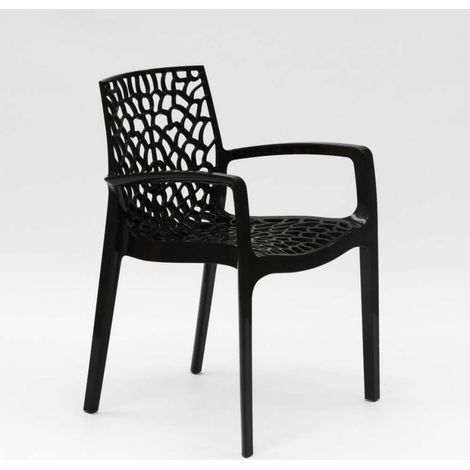 Grand Soleil – Lot de 22 chaises de jardin Gruvyer Arm – Accoudoirs en polypropylène Highmopp – Confort ergonomique – Résistantes aux intempéries – Noir anthracite