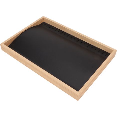 Plateau de présentation à bijoux, boîte de rangement pour colliers, boucles d'oreilles et bagues, vitrine pour ornements, noir (1/5)
