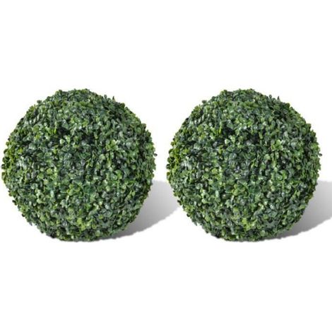 Boule de buis - Plante artificielle - Diamètre 27 cm - Pour intérieur et extérieur - 2 pièces (1/5)