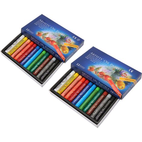 24 Pastels à l’huile doux, couleurs vives, boîte sécurisée – Crayons pastel qualité artiste pour pochoir, pointillisme et coloriage (1/5)
