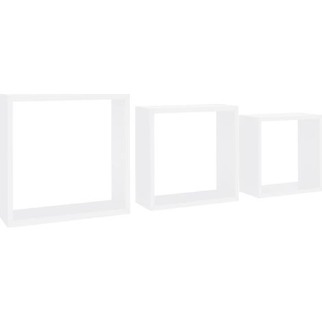 INLIFE Étagères murales sous forme de cube 3 pcs Blanc MDF (1/5)