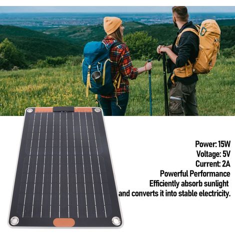 Toivize Pannello solare in silicio monocristallino da 15 W, caricabatterie portatile con doppia porta USB-C per telefoni e tablet, campeggio ed escursionismo, leggero (1/4)
