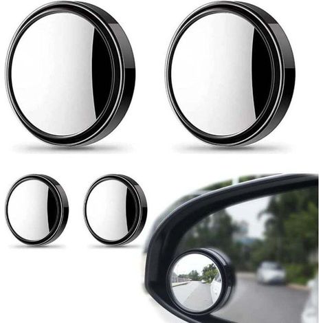2 paires Rétroviseur Grand Angle, Miroir D'angle Mort De Voiture, 360 ° ronds convexes grand angle pour voiture en verre cristal HD étanche durable sans danger pour les angles morts universel (1/4)