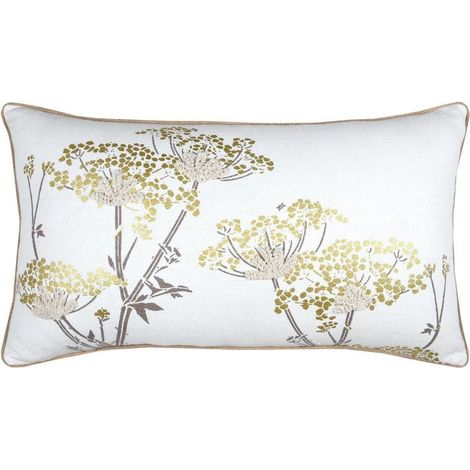 Cuscino ORIANA 40x70 cm bianco con fiori dorati
