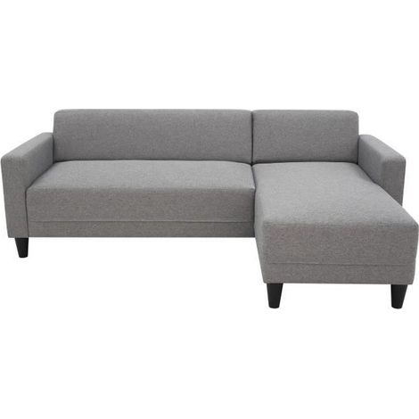 Canapé d'angle fixe 4 places BOB - Tissu souris - Réversible - L 197 x P 117 x H 65 cm (1/5)