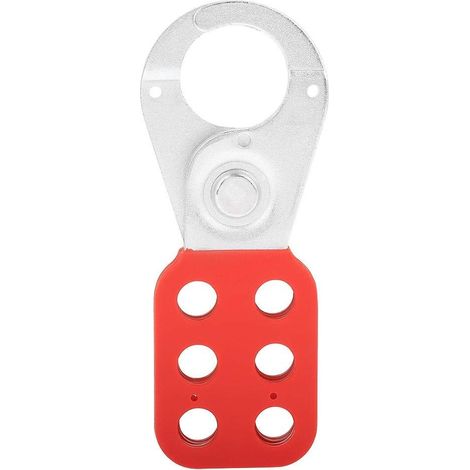 1 pezzo di lucchetto di sicurezza industriale rosso con gancio in acciaio e corpo rivestito in plastica.