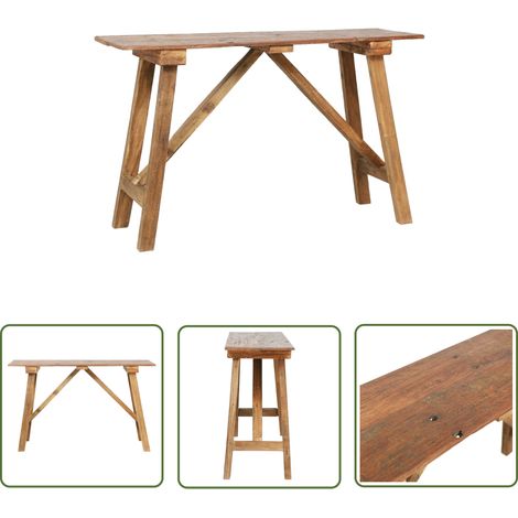 The Living Store Konsolentisch 130x40x80 cm Altholz Massiv - Holz Tisch - Wohnzimmer Dekoration - Rustikaler Stil - Vintage Konsole - Sideboard (1/5)