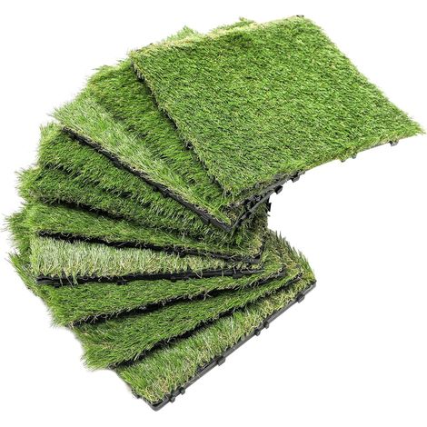 Gazon Artificiel Balcon, terrasse, Jardin, Piscine, décoration de Salle de Bain, Tapis d'herbe Artificielle, 30x30x2cm (Lot de 11 = 1 m2, Turquoise) (1/5)