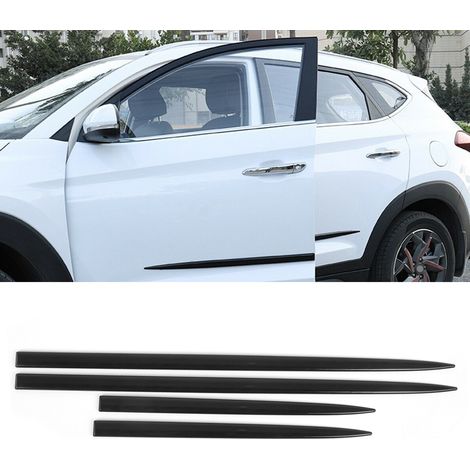 4PCS Protections de Portière Universelles Noires Brillantes Imperméables pour Voiture