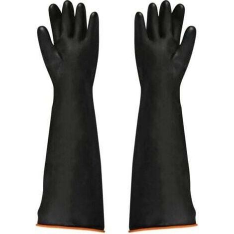 Guanti in lattice neri, 1 paio, 55 cm, resistenti ad acidi/alcali, guanti da lavoro di sicurezza industriale, guanti protettivi