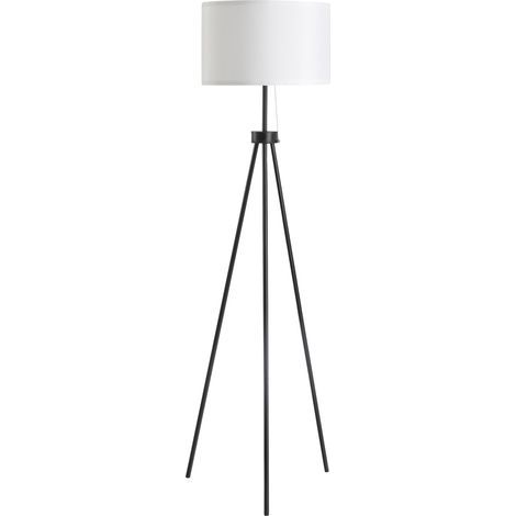 AMXCNOY Lampe sur pied moderne lampe à poser E27, acier et polyester, noir et blanc, 37 x 37 x 152 cm, éclairage élégant pour salon et chambre à coucher (1/5)
