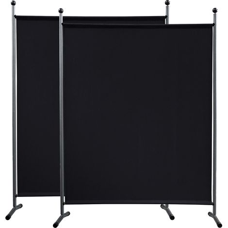 2 Stück Paravent 150 x 190 cm Stoff Raumteiler Groß Stellwand Trennwand Balkon Sichtschutz Schwarz