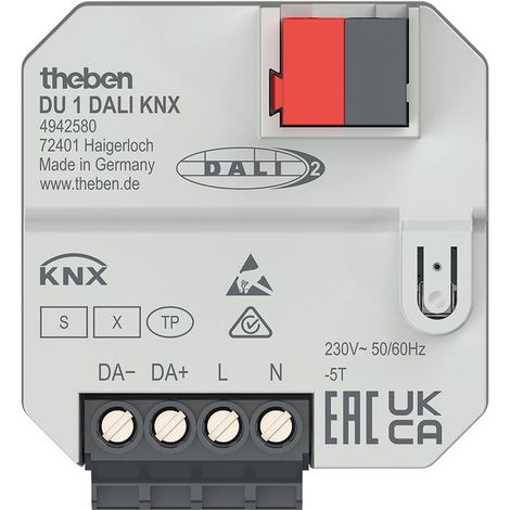 Theben 4942580 DU 1 DALI KNX I 1-fach DALI Aktor I KNX Schnittstelle I Unterputz-Aktor I Lichtsteuerung I DALI-2 (1/4)