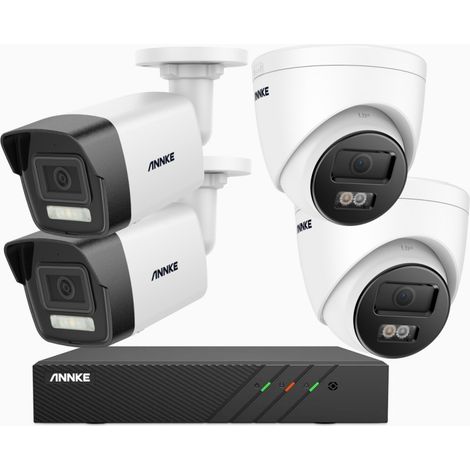 ANNKE 3K Videoüberwachungsset,8 Kanal mit 2 Bullet Kamera und 2 Tower Kamera Farbnachtsicht,4TB HDD (1/5)