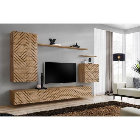 Ensemble de 7 meubles muraux "Switch II " pour TV en bois - Beige - L 270 x H 160 x P 40 cm - Livraison gratuite