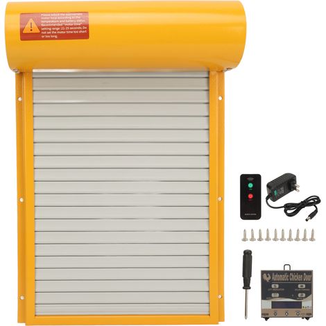 Porte automatique 3-en-1 pour poulailler, 100-240V, détection lumineuse, minuterie, télécommande, ouvre-porte pour poule, canard, oie, jaune, prise américaine (1/5)