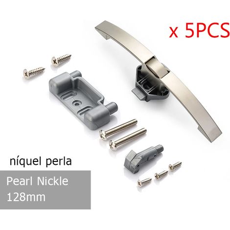 Ensemble de 5 poignées de verrouillage pour armoire de camping-car (nickel perlé, 128 mm), serrures à bouton-poussoir et quincaillerie de verrouillage (1/2)