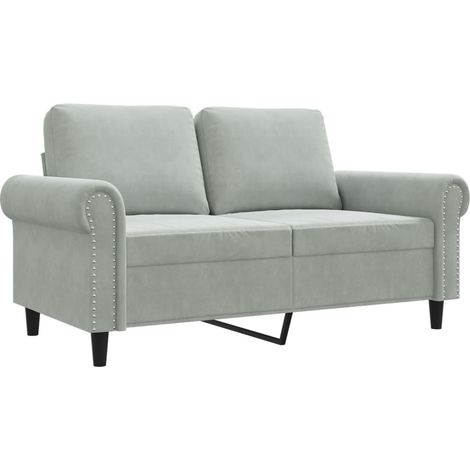Canapé à 2 places,Sofa pour Salon,Banquette Gris clair 120 cm Velours CFW422229