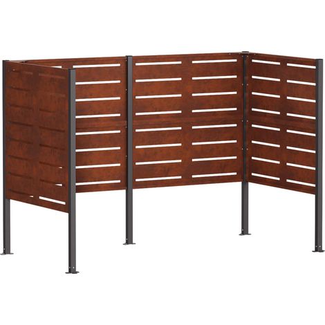 vidaXL Wheelie Bin Screen 167 x 85 x 113 cm Weathering Steel Rusty