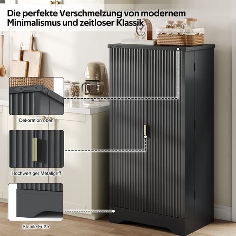 Armoire de cuisine 120×60,5×40 cm lumière capteur LED étagère à épices,double porte étagères réglables design moderne noir. (1/5)