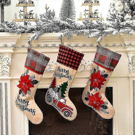Chaussettes de Noël décoratives Wabjtam, pendentif sapin de Noël, lot de 3
