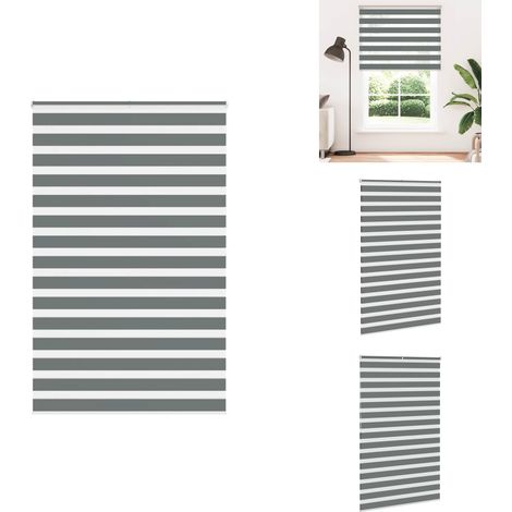 Store zèbre gris foncé largeur du tissu 140,9 cm polyester - Store Zébré - Stores Zébrés - Store À Enrouleur Zébré - Double Store À Enrouleur (1/5)