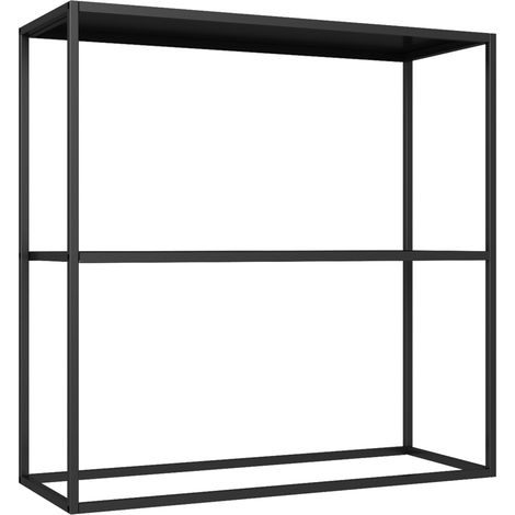Mesa consola con 2 superficies de almacenamiento de acero 80 x 80 x 26 cm negro mate 030008592