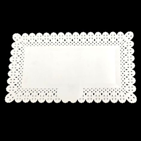 TRADE SHOP - Set 2pz Vassoio Trama Trinato Bianco 37x22cm Rettangolare Piatto Sotto Dolci Trasporto -