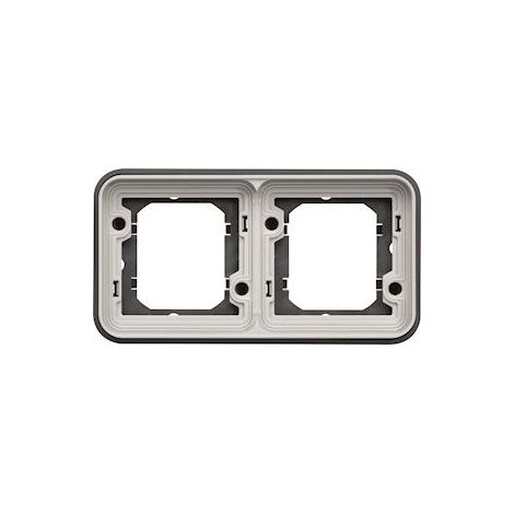 Support encastré Cubyko pour mécanisme associable - 2 postes - Horizontal - Gris - WNA402- Hager (1/2)