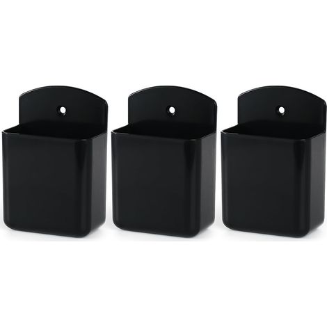 (Noir) Lot de 3 boîtes de rangement murales, porte-marqueurs autocollants, porte-stylos, étagère murale pour la maison, le bureau, l'école (1/5)