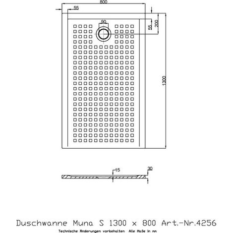 Receveur de douche Hoesch MUNA S avec antidérapant 1300x800x30mm blanc