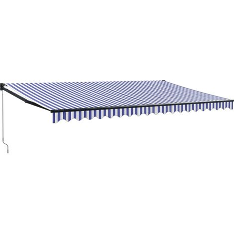 Maison Exclusive - Tenda da Sole Retrattile Blu e Bianca 5x3 m Tessuto e Alluminio