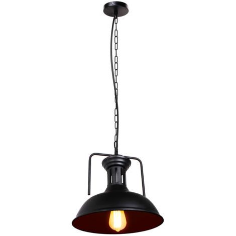 royaluxe- Ø330MM Lampe À Suspension En Métal Noir Lampe À Suspension Nostalgique Vintage Plafonnier D'Intérieur Rétro