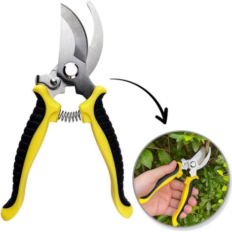 Gartenschere zum Beschneiden von Pflanzen, gelbe Gartenschere KU02