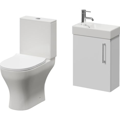 Napoli Cube Gloss White 400mm Single Door Wall Mounted Vanity Unit and Jubilee Toilet Suite with Align Basin - 400mm - Chrome 160mm Handle