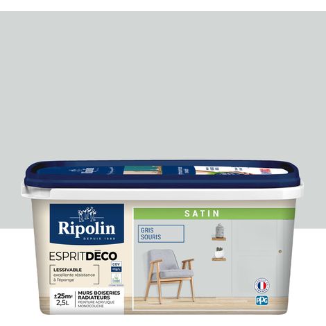 RIPOLIN Peinture murale toutes pièces - Gris souris satiné - 2,5 L (1/5)