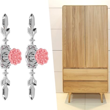 Spiele/zu verkaufen moderne minimalistische Schrank- und Regalgriffe im ländlichen chinesischen Stil aus Keramik und Zinklegierung, rosa Griffe, Magnolienblüten-Design 1088D. (1/5)
