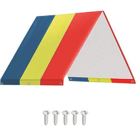 Wasserdichte Plane mit Silberbeschichtung (210D) – Sonnenschutz für Spielgeräte – Staubschutzhülle für Außenspielgeräte – Paneele in Rot, Gelb und Blau – 226 x 132 (1/5)