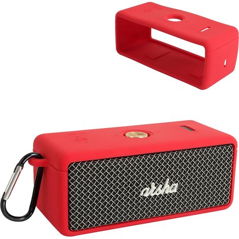 Coque de protection en silicone pour haut-parleurs Bluetooth portables Marshall Emberton II - Résistante aux chocs, à la poussière et à l'eau pour une utilisation sans soucis n'importe où, rouge (1/5)