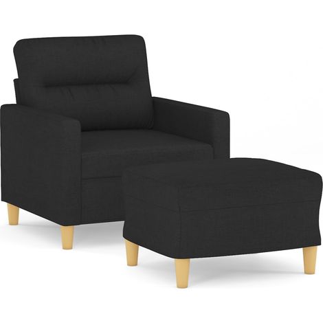 Fauteuil relax Fauteuil avec repose-pied Noir 60 cm Tissu (1/5)