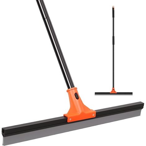Raclette de sol robuste, grande raclette de sol de 60 cm avec balai et manche long de 150 cm, balai racloir de sol en caoutchouc pour garage, carrelage, terrasse, salle de bain, extérieur, fenêtre (1/5)