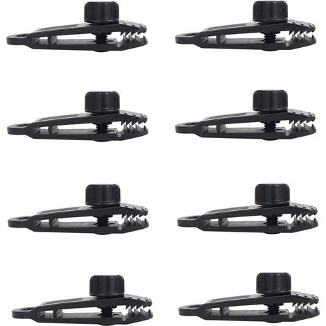 8 Pcs Bâche Clips Verrouillage Grip Crocodile Bouche Clip Tente Accessoires Auvent Pince Pour Tentes, Bâche, Couverture De Bateau, Couverture De Piscine, Couverture De Voiture Noir