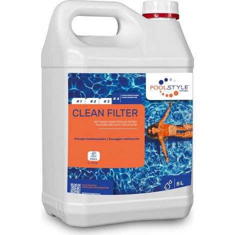 Nettoyant filtre 5L – Détartrant et dégraissant pour masses filtrantes – Dissout calcaire et dépôts huileux – Curatif et préventif – Poolstyle