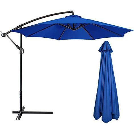 Flueyer Parasol déporté de 2,7 m avec 8 baleines de rechange en tissu imperméable pour jardin, pelouse, terrasse, arrière-cour et piscine (auvent uniquement) bleu marine (1/5)