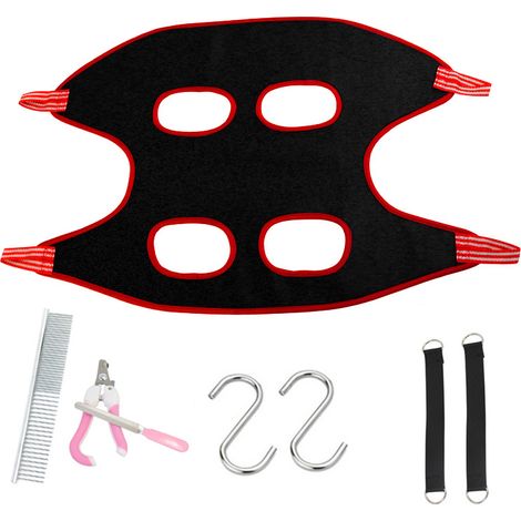 Ensemble de fournitures de hamac de beauté pour chien, ensemble de fournitures pour animaux de compagnie de corde de retenue de sac (noir + rouge, m) (1/5)