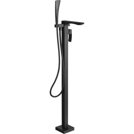 Sapho Ginko - Grifo de suelo para bañera, con accesorios y cuerpo de montaje, negro mate 1101-21B (1/5)