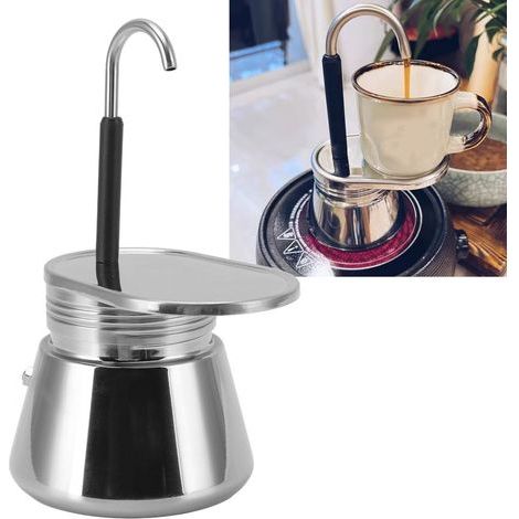 Cafetière Italienne en Acier Inoxydable, Grande Capacité, Légère et Portable pour Café Maison (1/5)