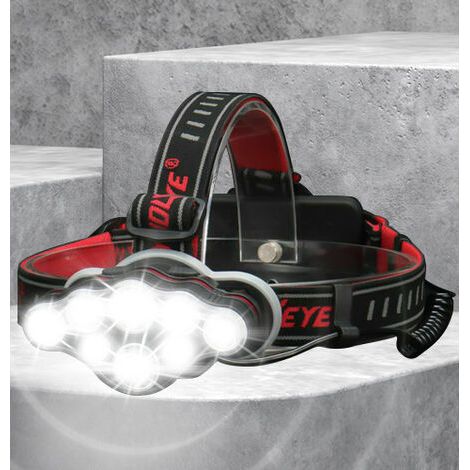 Linterna frontal de 8 LED, 8 modos de iluminación, luz de trabajo recargable por USB superbrillante, 2500 lm, T6, ajustable a 90 °, linternas frontales impermeables ultrapotentes: acampar, trotar, and (1/5)