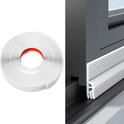 Burlete autoadhesivo térmico y acústico para ventanas, tira de sellado resistente al frío, burlete para ventanas correderas para aislamiento acústico, resistente a la intemperie (Blanco, 4 m) (1/5)